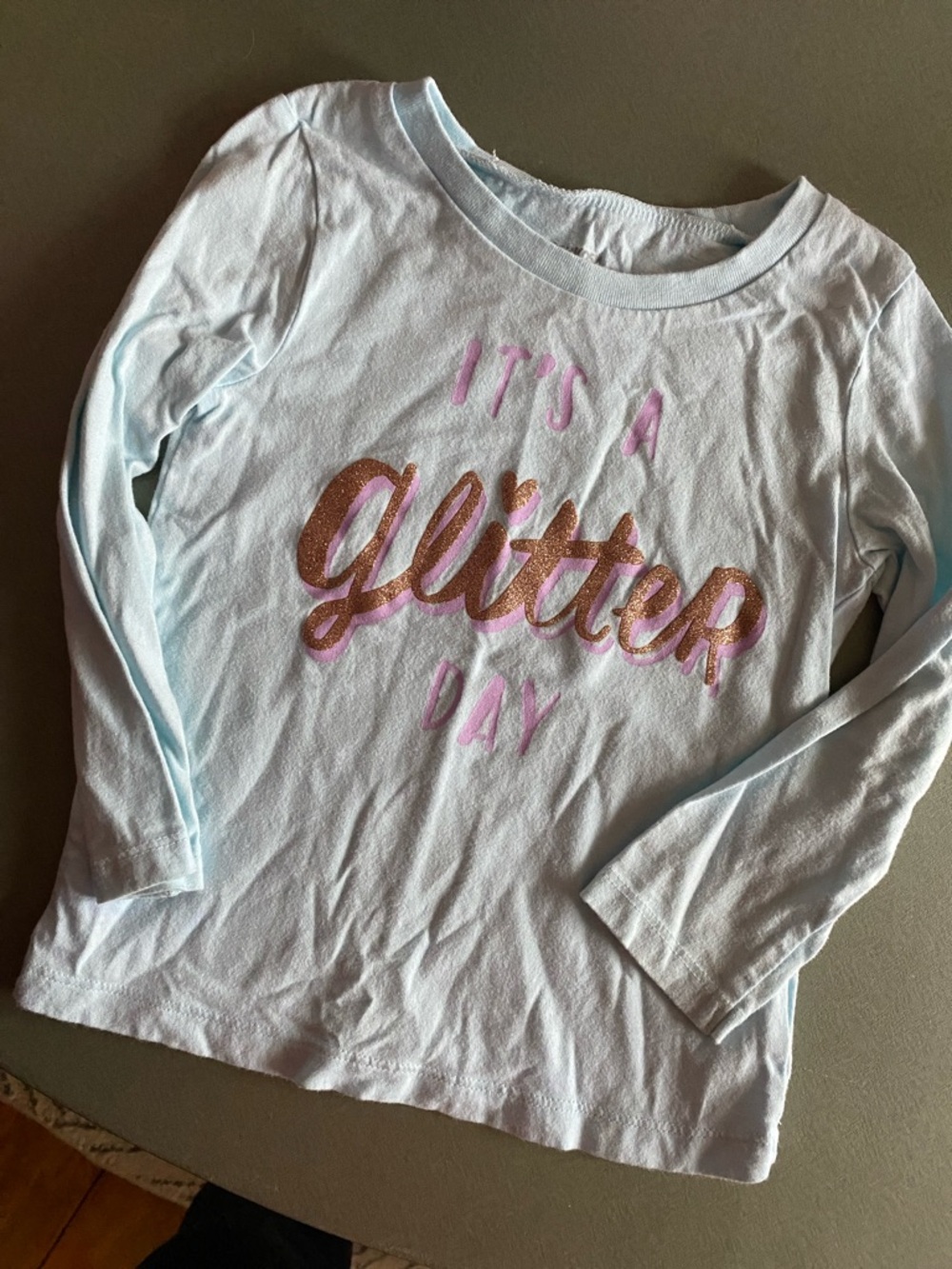 OshKosh B'gosh Light Blue Long Sleeve Tee with Glitter Script